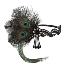 Roaring Art Deco 1920s Flapper Feather Headpiece Great Gatsby Headband Women