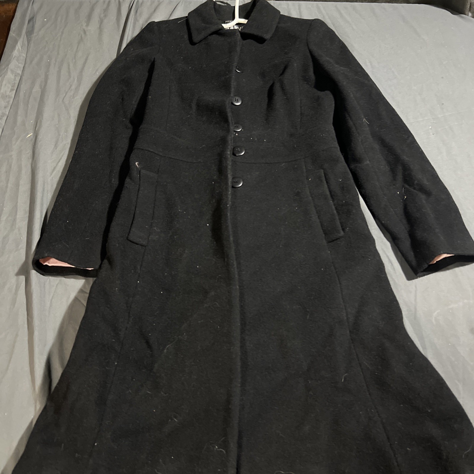 marvin richards black button up trench coat size xs