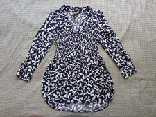 Maeve Shirt Dress Womens Small Blue White Abstract Print Long Sleeve Button Up