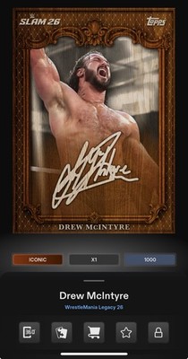 DIGITAL TOPPS WWE SLAM Drew McIntyre LEGACY 26 ICONIC WOOD SIGNATURE Read
