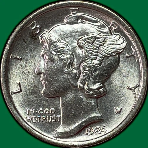 1924 Mercury Dime Brilliant Uncirculated BU Coin #36629