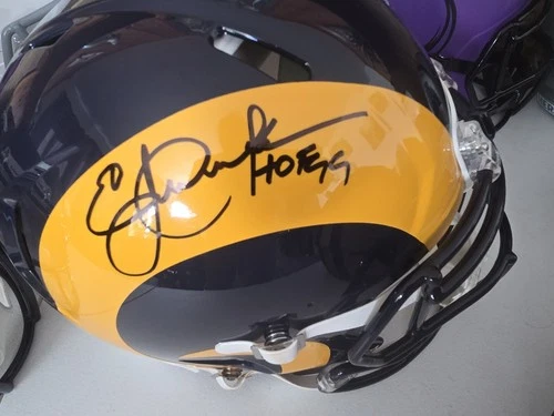 Los Angeles Rams Football Helmet Yellow Blue Design Signed Original Autographed