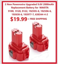 2 9.6V 2Ah NiMh Battery for Makita 9120 9122 192595-8 192596-6 192638-6 193977-7