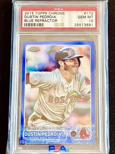 Dustin Pedroia [Blue Refractor] #172 2015 Topps Chrome card