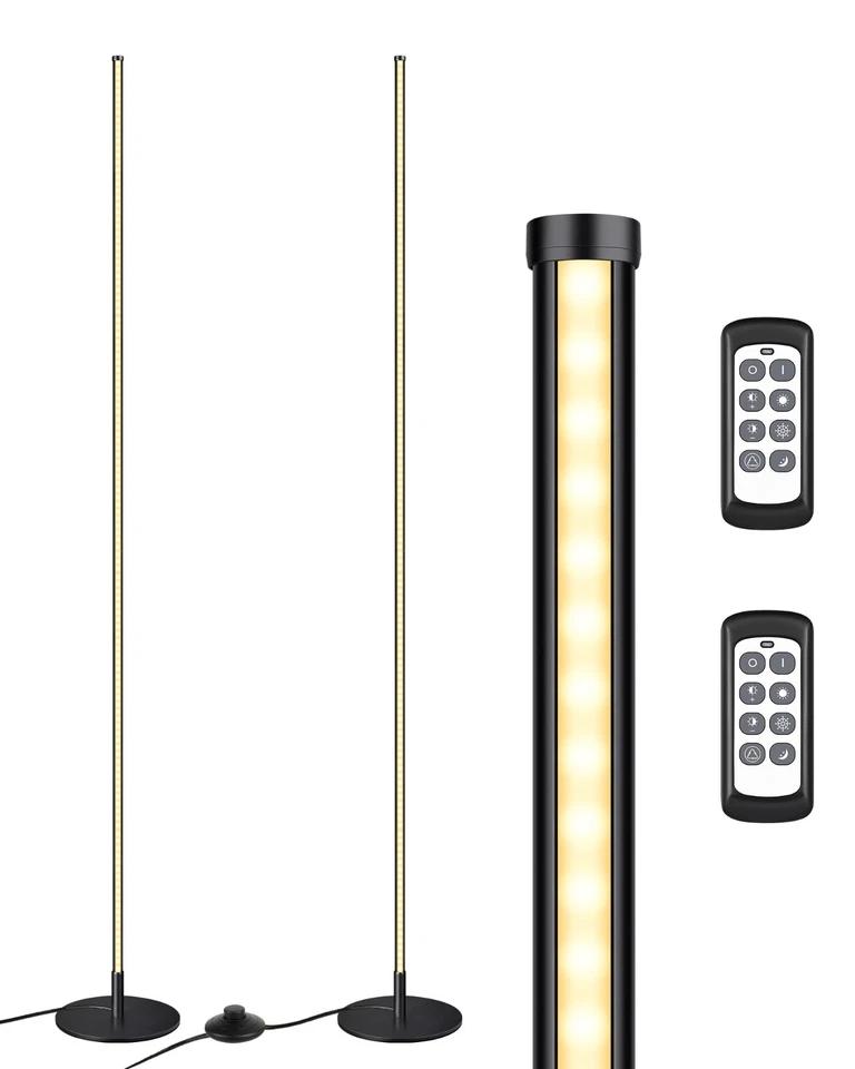 EDISHINE Modern Corner Floor Lamp, Set of 2, Dimmable LED Floor Lamp, Black - Image 2 of 4