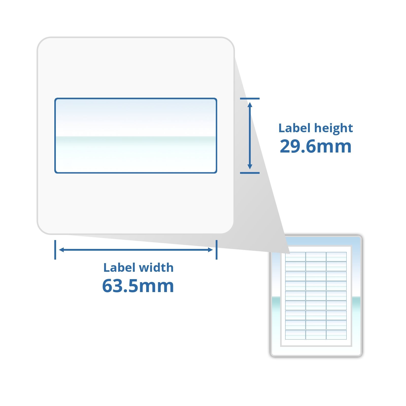 A4 Glossy White 63.5x29.6mm Peel-Off Sticky Address Labels 27 Per Page 100Sheets