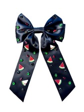 Girls Hair Black Bow Watermelon Jewels