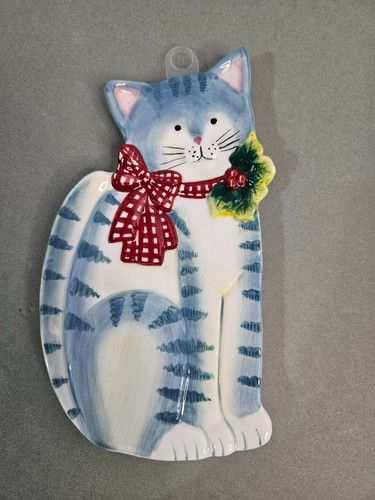 Susan Winget Holly Cat Ceramic Spoon Rest 7" x 4"
