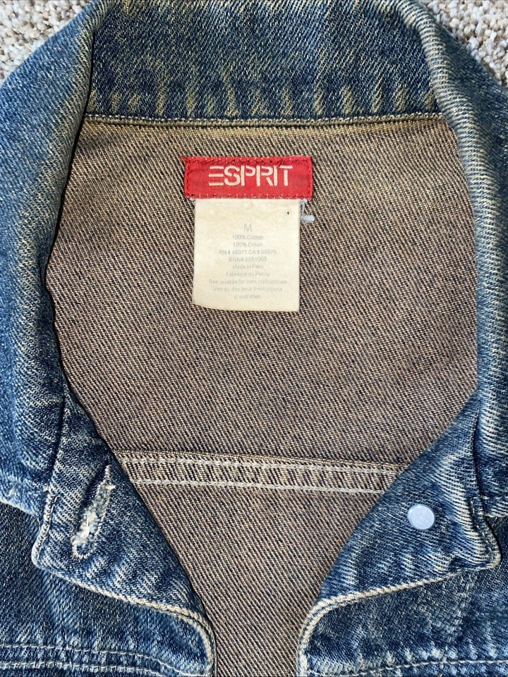 Vintage ESPRIT 100% Cotton Women’s Distressed Denim Jacket Size M - Image 2 of 4