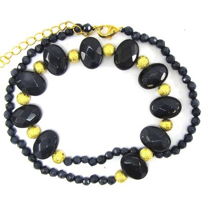 14mm faceted blue sapphire blue jade bead necklace 17'' with extenstion