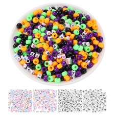 1000 Pcs Pony Beads 6x9 mm Acrylic Friendship Bracelet Black/Purple/Orange/Green