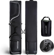 360  Padded Ski Bag with Wheels, Waterproof Fabric, Fits Single/Double Skis