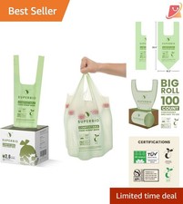 Compostable Food Scrap Bags Handles 2.6 Gallon 100 Count Eco-Friendly