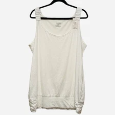 NWT Lane Bryant Women’s 18 / 20 White Ruched Sleeve Tank Top Cami