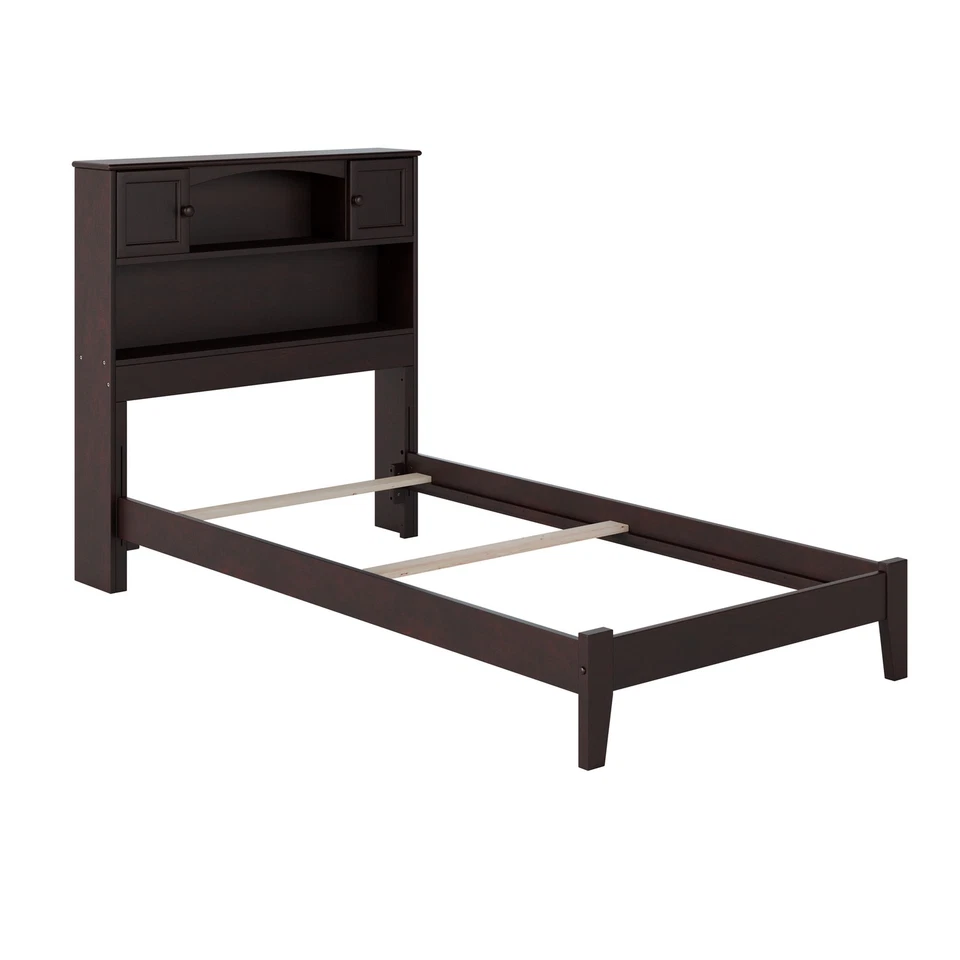 Librería cama AFI Newport Twin XL de madera maciza con cargador USB en espresso Foto 2 de 4