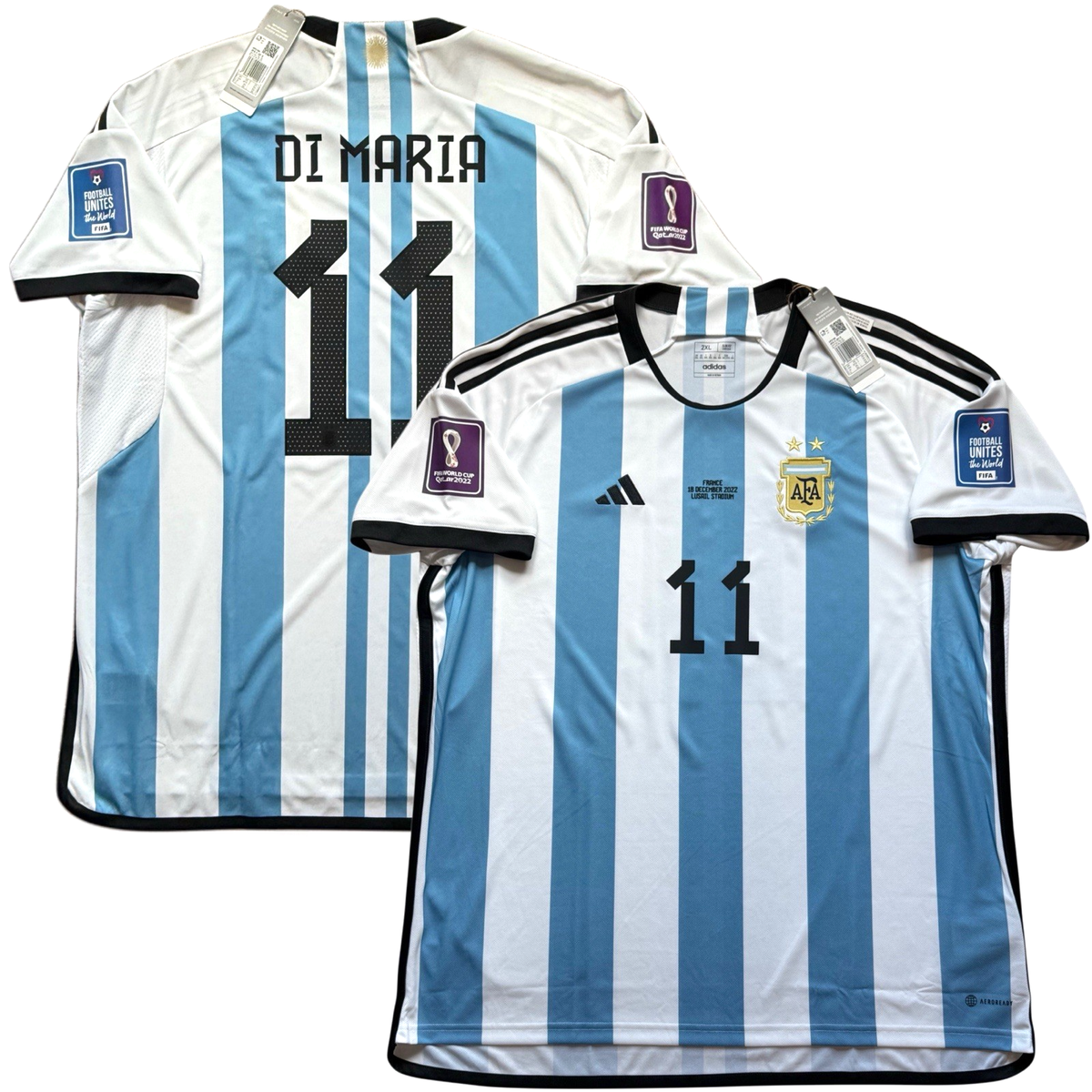 2022 Argentina Home Jersey #11 Di Maria 2XL World Cup Final Match