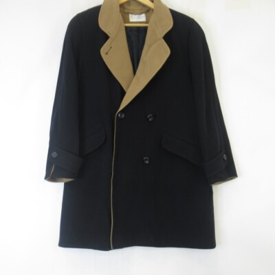 Vintage House of Fraser Coat UK 14 Black Camel Double Breasted