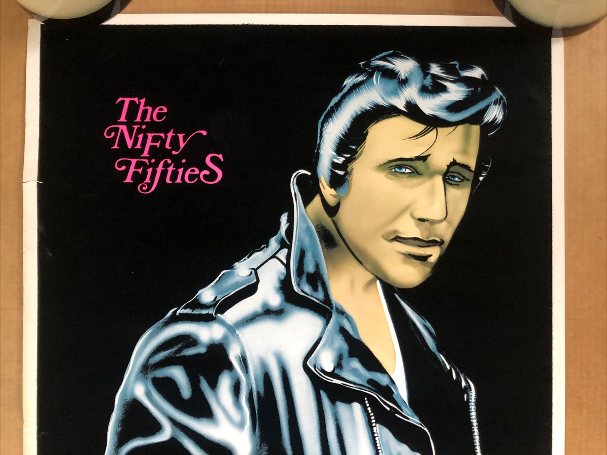 Vintage Blacklight Poster The Nifty Fifties John Travolta Grease