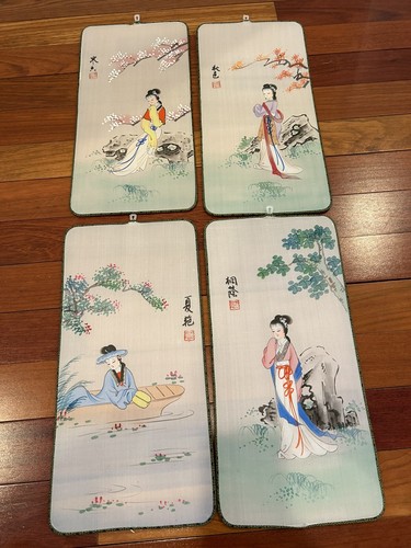 Antique Painted Chinese Panels (4) Four. Exc Condition - Picture 14 of 14