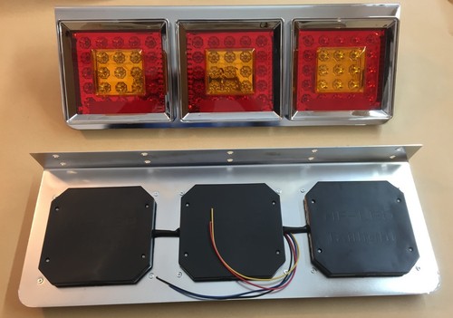 # Steel Mirror Chrome 24V LED Lights Rear Board Brake Lamps Truck Lorry Trailer - Picture 7 of 10
