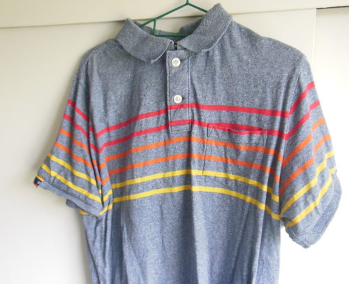 Superdry 2XL Sunrise Polo Shirt XXL Grey Red Orange Yellow Stripe SUPER DRY