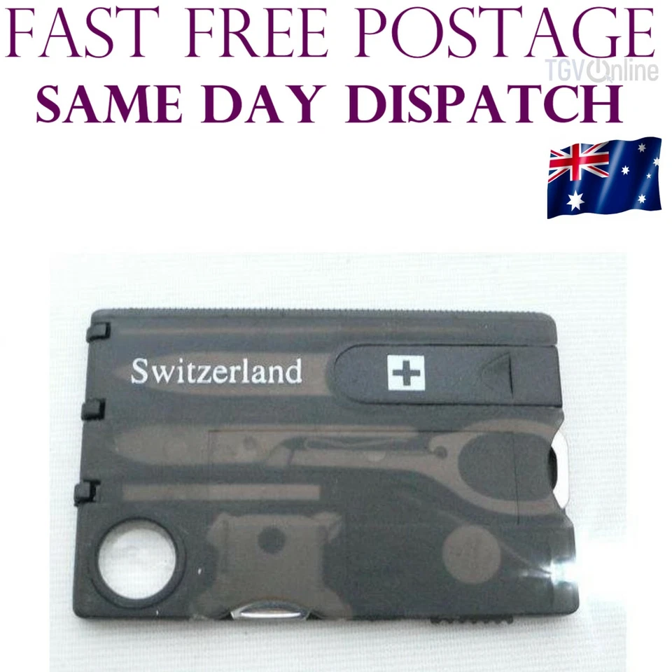 Multi Tool Credit Card Size Kit LED Functional Knife 12 in 1 Switzerland Light