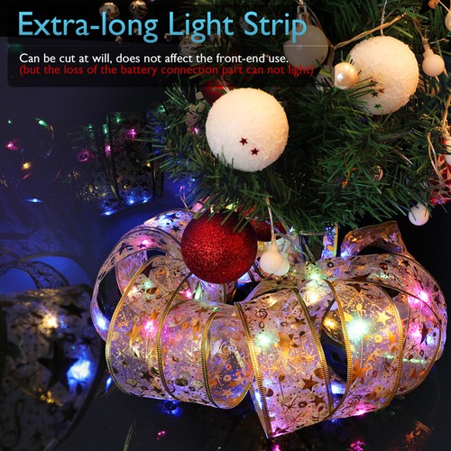 15.4ft 50LED Ribbon Fairy String Lights Gift Wraps Christmas Tree Party Decor US - Picture 7 of 17