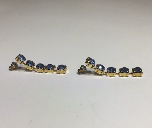 Pendientes colgantes de diamantes de imitación azules tono dorado 1 5/8 pulgadas - Imagen 4 de 9