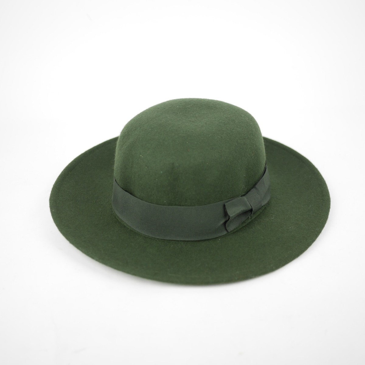 RHYTHM Women's One Size Adjustable Green 100% Wool Fedora