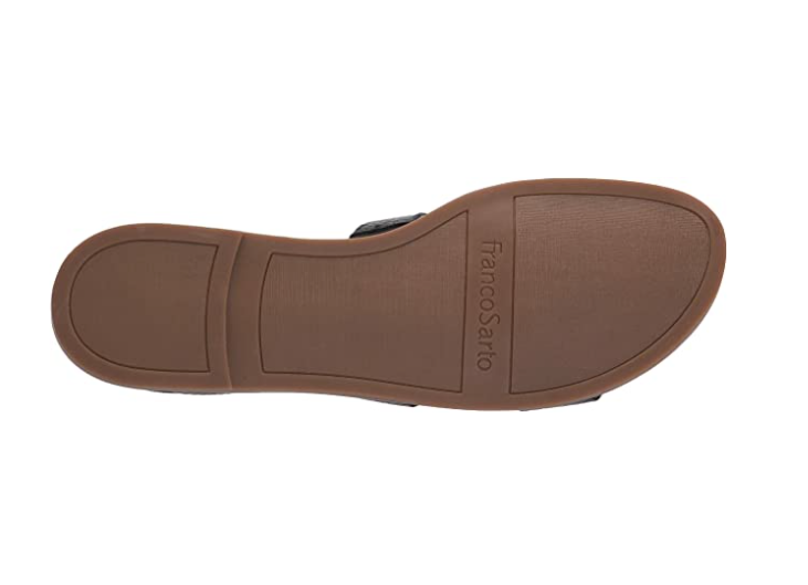 Franco Sarto Women's Genevia Sandals Flat Black Leather Faux Size