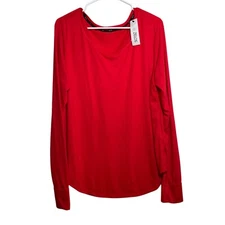 Zelos T-Shirt Women's 2X Red Long Sleeve Athletic Active Solid Basic Top NWT