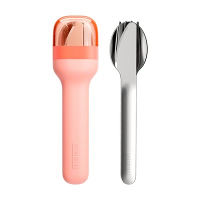 Pocket Utensil Set, Peach | Stainless Steel Fork, Knife, and Spoon Nest in Hy...