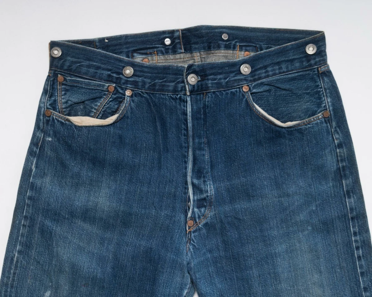 Levi s Valencia Street 555 501 Buckle Back Selvedge Denim Jeans 34 Made in USA