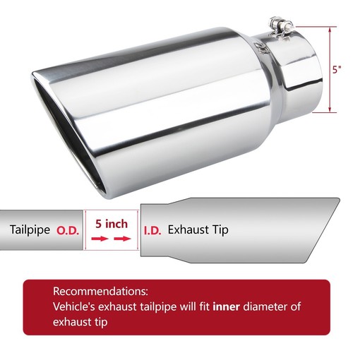 Inlet 5" Outlet 7" - 15" Long Stainless Steel Rolled Edge Exhaust Tip Diesel - Bild 10 von 13