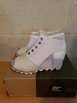 white wedge booties