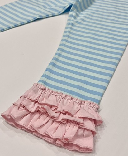 NWOT Matilda Jane Girls Musing Away Blue Stripe Pink Ruffle Hem Leggings Size 10 - Picture 8 of 10