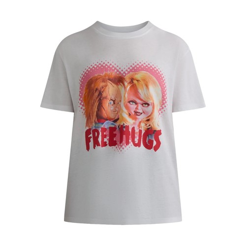 Valentine’s Day Women’s SIZE S 4-6 Chucky Free Hugs Graphic Vivid White NEW - Picture 7 of 8