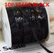 6mm Flat Sequins Strip Trim Round Sewing 2m, 5m, 10m Crafts Cloth Trimming UK