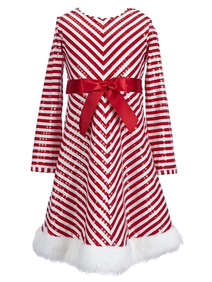 Bonnie Jean Toddler Girls Candy Cane Stripe Dress - Red - 4T