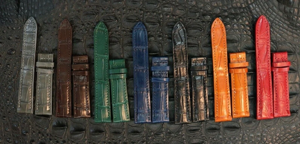 FATTO A MANO Cinturino per orologio in pelle di alligatore di coccodrillo da 18 mm a 24 mm...