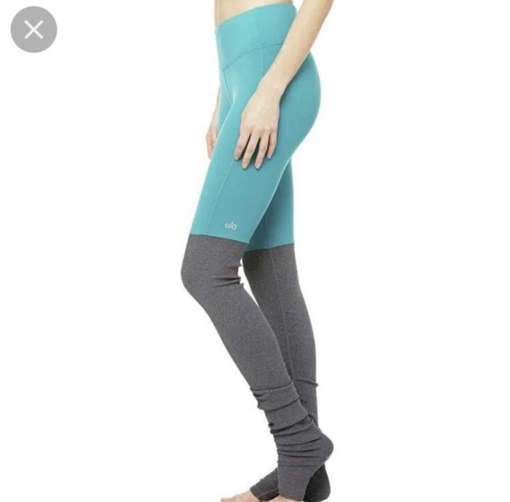 alo-yoga ribbed goddess aqua turquoise leggings