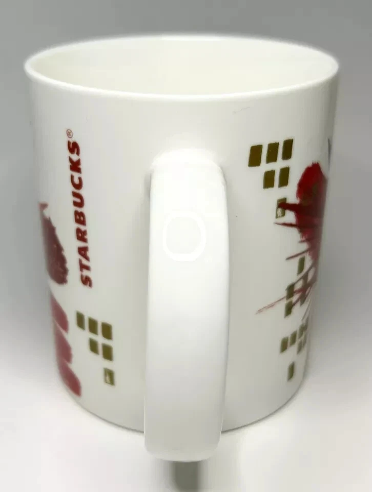 Taza de café Starbucks 2014 clásica oro rojo 15,2 oz FLORAL SPLASH STARBURST NUEVA Foto 4 de 4