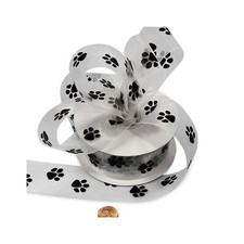 1 1/2" Wide Sheer White Paw Prints Organza Ribbon - 25 Yards 4857479