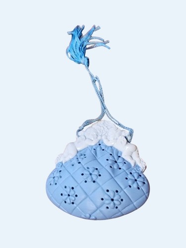 Vintage Cherub & Angel Ornament Set: Blue Plastic Puffed Purse & Porcelain Angel - Picture 5 of 5