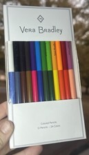 Vera Bradley Colored Pencils 12 pencils 24 Colors Each Pencil Has 2 Colors