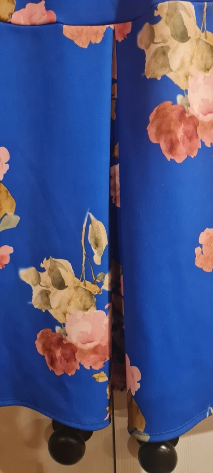 Soprano Dress Junior's Large Floral Blue Sleeveless Pleated Halter - Image 4 of 4