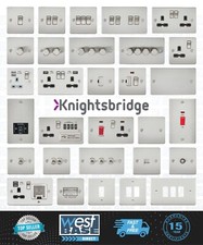 Image of KNIGHTSBRIDGE BRUSHED CHROME FLAT PLATE Switches & Sockets ALL Inserts + USB