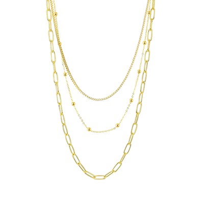 Layered Chain Necklace for Women by Ginger Lyne Gold Stainless Steel Box Bead
