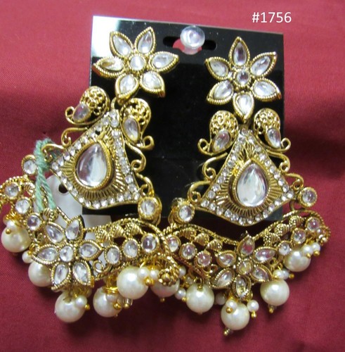 Earrings 305 Ear4 Indian Designer Jhumka Earrings Golden Pearl Beads Shieno - Picture 25 of 55