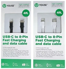 U Youse 4FT USB-C to 8-Pin Fast Charging and Data Cable 